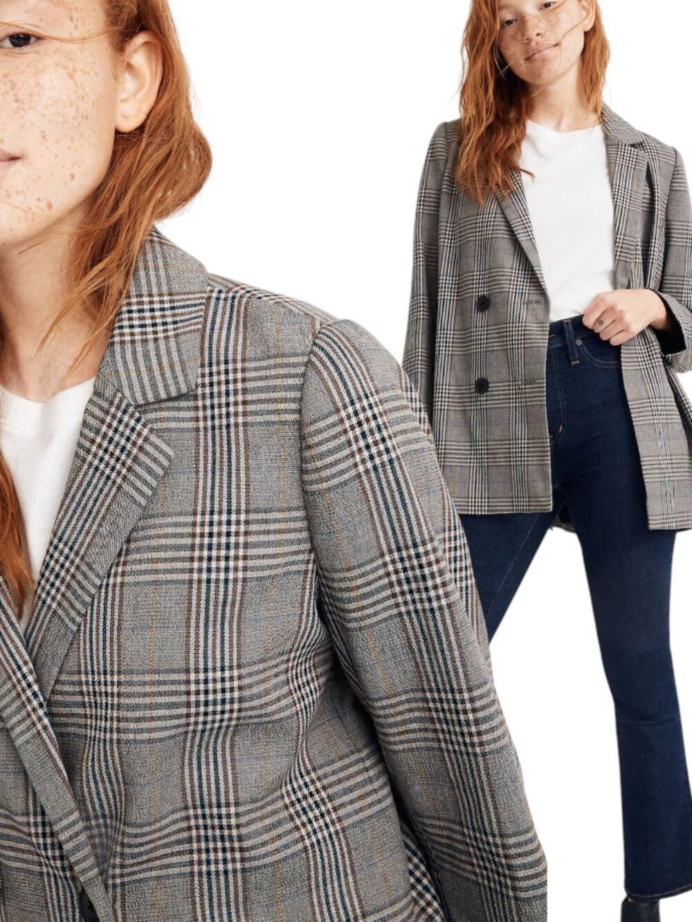 Madewell Menswear Plaid Caldwell Double-Breasted Blazer Size Medium 54572